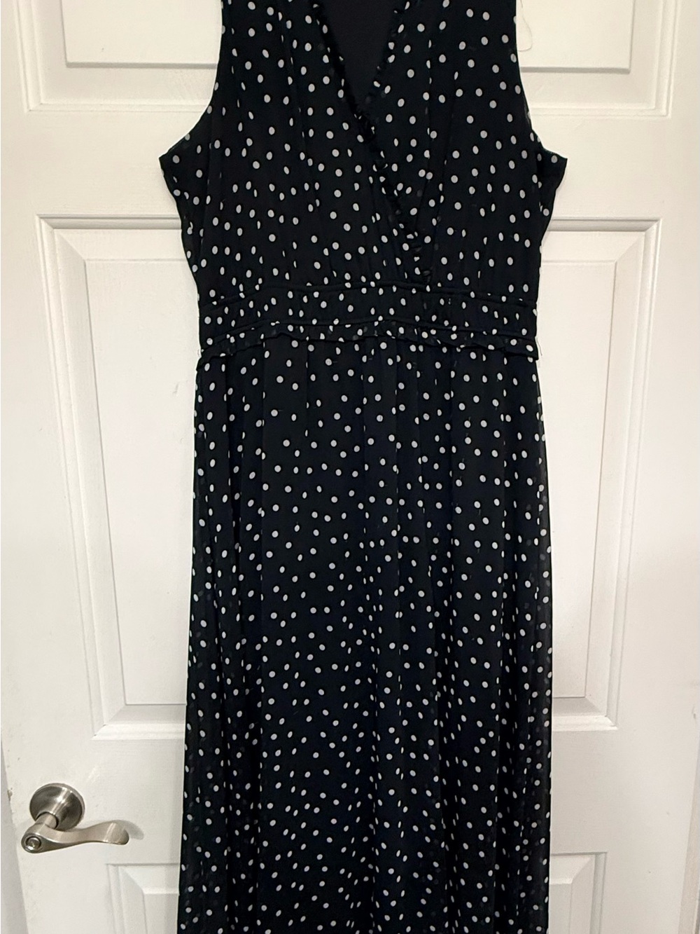 London Times Black & White Polka Dot Maxi Dress – Size 10 - Picture 2 of 4